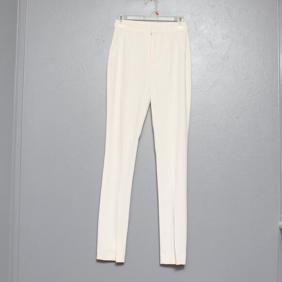 Danielle Bernstein ivory cream white split front hem skinny pants - Picture 1 of 3